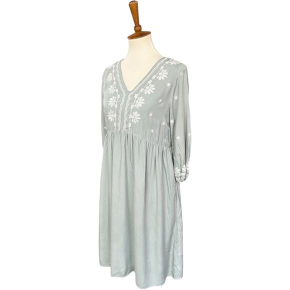NWT Bohme Sage Green Embroidered Boho Western Indie Dress Size Small - Picture 4 of 8